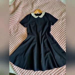 Black Dress with crochet collar size medium